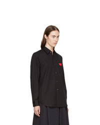 Comme Des Garcons Play Black And Red Heart Patch Shirt
