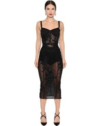 Dolce & Gabbana Floral Embroidered Tulle Bustier Dress