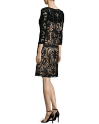 Sue Wong Embroidered 34 Sleeve Dress Black