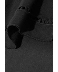 Rachel Zoe Kendall One Shoulder Embroidered Stretch Cotton Poplin Mini Dress Black