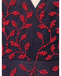 Oscar de la Renta Leaf Detail Embroidered Dress