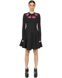 McQ by Alexander McQueen Embroidered Swallows Jersey Dress