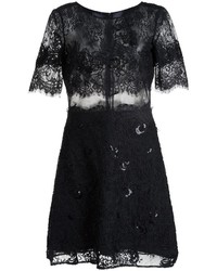 Marchesa Notte Embroidered Short Dress