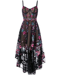 Marchesa Notte Floral Embroidered High Low Dress