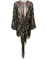 Saint Laurent Sheer Metallic Embroidered Dress
