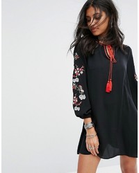 Glamorous Smock Dress With Embroidered Arms