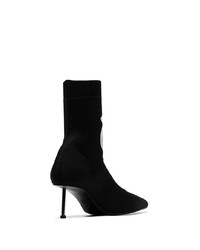 Alexander McQueen Black 65 Embroidered Stretch Ankle Boots
