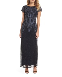 Pisarro Nights Embroidered Mesh Gown