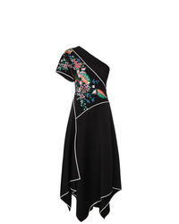 Dvf Diane Von Furstenberg Embroidered One Shoulder Ottoman Dress