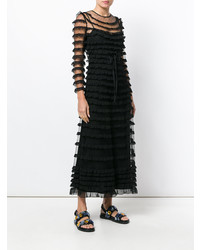 RED Valentino Frilled Embroidered Maxi Dress