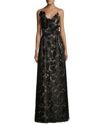 Monique Lhuillier Ml Floral Embroidered Gown
