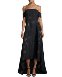 Sachin + Babi Sachin Babi Off The Shoulder Embroidered High Low Gown Lapis