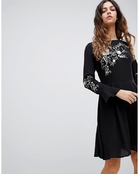 Oasis Embroidered Dress With Fluted Sleeve