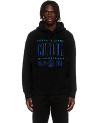 VERSACE JEANS COUTURE Black Embroidery Fleece Hoodie