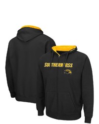 Colosseum Black Southern Miss Golden Eagles Arch Logo 30 Full Zip Hoodie