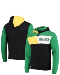 Mitchell & Ness Blackgreen La Galaxy Colorblock Fleece Pullover Hoodie