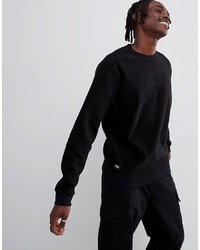 Globe Fleece Sweatshirt With Chest Embroidery In Black