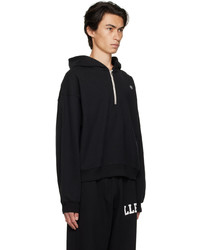 Recto Black Embroidered Hoodie