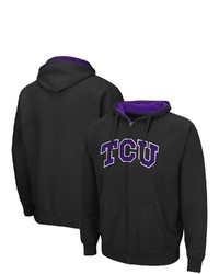 Colosseum Black Tcu Horned Frogs Arch Logo 30 Full Zip Hoodie At Nordstrom
