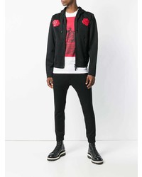 DSQUARED2 Leather Rose Embroidered Hoodie