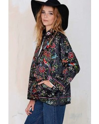 Nasty Gal Factory Vintage On The Fly Embroidered Jacket