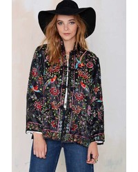 Nasty Gal Factory Vintage On The Fly Embroidered Jacket