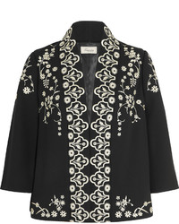 Temperley London Lettie Embroidered Crepe Jacket Black