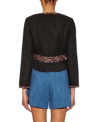 Talitha Embroidered Silk Cropped Jacket