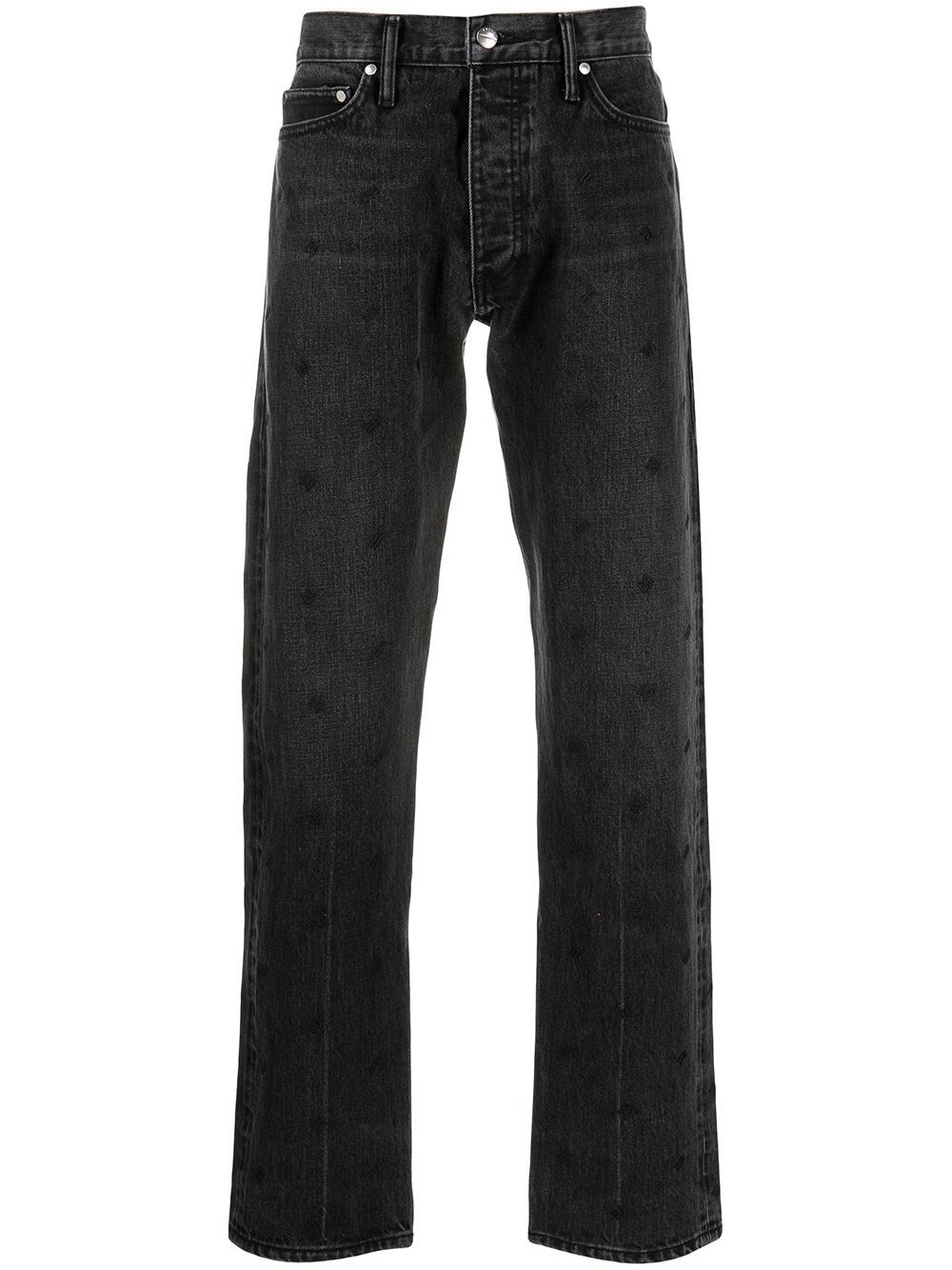 Rhude All Over Embroidered Logo Jeans, $500 | farfetch.com | Lookastic