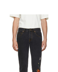 Gucci Black Embroidered Tapered Jeans