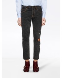 Gucci Embroidered Motif Slim Fit Jeans