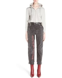 Vetements Reworked Embroidered Crop Jeans