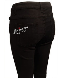 Alice + Olivia Stacey Loving You Embroidered Bell Bottom Jeans