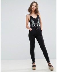 Daisy Street Jersey Embroidered Jumpsuit