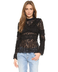 Black Embroidered Lace Blouse