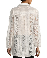 Alice + Olivia Jill Embroidered Lace Peasant Top