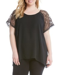 Karen Kane Plus Size Embroidered Lace Sleeve Top