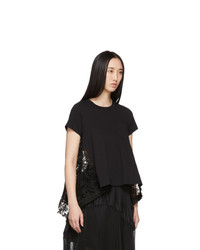 Sacai Black Embroidered Lace Back T Shirt
