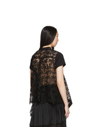 Sacai Black Embroidered Lace Back T Shirt