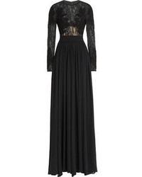 Elie Saab Embroidered Floor Length Gown With Lace And Silk