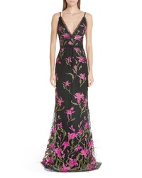 Marchesa Notte Embroidered Lace Gown