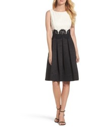 Eliza J Embroidered Lace Fit Flare Dress