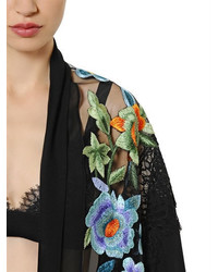 Alberta Ferretti Embroidered Chiffon Lace Kimono Jacket