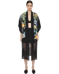 Alberta Ferretti Embroidered Chiffon Lace Kimono Jacket