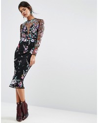 Asos Salon Lace And Embroidered Sequin Midi Dress