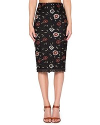 Black Embroidered Lace Pencil Skirt