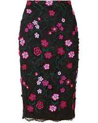 Lela Rose Appliqud Embroidered Lace Skirt