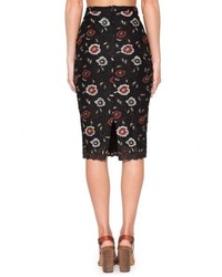 Willow & Clay Embroidered Floral Lace Pencil Skirt