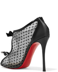 Christian Louboutin Empiralta 120 Bow Embellished Embroidered Mesh Sandals Black