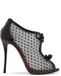 Christian Louboutin Empiralta 120 Bow Embellished Embroidered Mesh Sandals Black